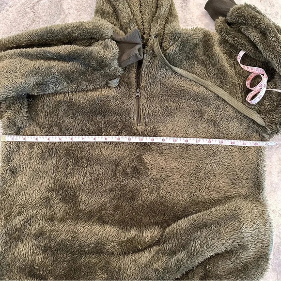 Teddy Bear Furry Long Sleeve Zip Up Sweater Hoodie with Ties Size Large - Picture 5 of 7